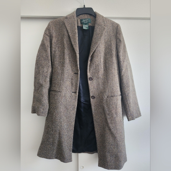 Ralph Lauren Brown 100% Lambs Wool Trench Coat - Picture 1 of 7